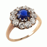 Antique Sapphire and Diamond Cluster Ring