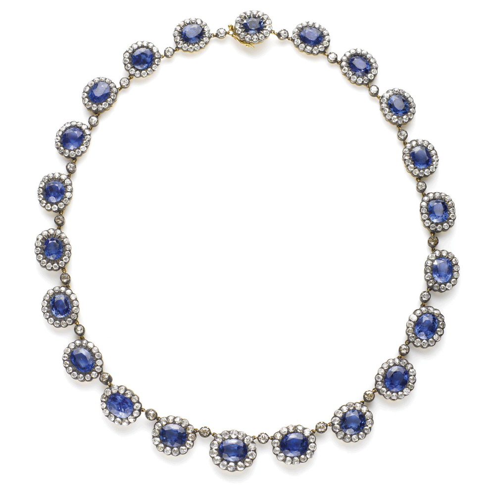 Saphire Necklace on Sapphire And Diamond Cluster Necklace     Faberge  Antique Jewelry