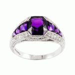 Edwardian Amethyst and Diamond Ring