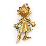 1940s Enamel and Jeweled Gold Scarecrow Couple, female back 1940s Enamel and Jeweled Gold Scarecrow Couple, female back