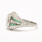 Edwardian Diamond and Emerald Ring, side 1