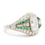 Edwardian Diamond and Emerald Ring, side 2