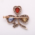 Multi-gem Three-leaf Clover Pin - back detail