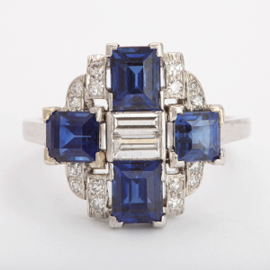 1930s Platinum and Diamond Cross Ring