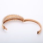 Natural Pearl and Diamond French Bangle Open