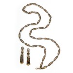 Antique Swis Enamel Suite of Chain and Earrings