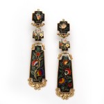 Antique Swiss Enamel Suite of Chain and Earrings Antique Swiss Enamel Suite of Chain and Earrings