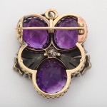 Antique Russian Amethyst and Diamond Floral Brooch - back view Antique Russian Amethyst and Diamond Floral Brooch - back view