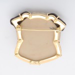 Carved Jasper Dog Brooch - back view
