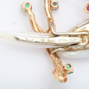 Natural Pearl Lovebirds Pin - Ruser signature