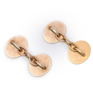 White Enamel Striped Cufflinks - back
