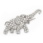 Art Deco Diamond Elephant Brooch