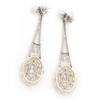 Belle Epoque Diamond and Pearl Pendant Earrings Belle Epoque Diamond and Pearl Pendant Earrings