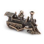 Antique Gold and Silver Locomotive Charm