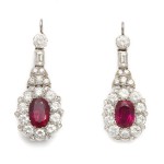 Art Deco Ruby and Diamond Earrings