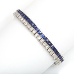 Art Deco Sapphire and Diamond Line Bracelet