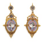 Victorian Etruscan Revival Micromosaic Earrings, back