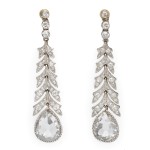 Pair of Diamond Pendant English Earrings