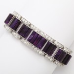 Amethyst, Platinum and Diamond Bracelet
