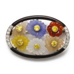 Carved Flower Head Brooch