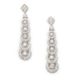 Circular Diamond Drop Earrings