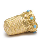 Antique Gold and Turquoise Thimble