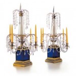 Russian Ormolu and Blue Glass Girandoles