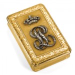 A.R. Morel Chased Gold and Diamond Monogram Box