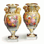 Gilded Russian Porcelain Vases by the Batenin Factory