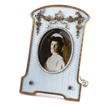 Fabergé Blue-White Guilloché Enamel Photo Frame