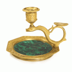 Malachite and Gilt Bronze Chamber Stick