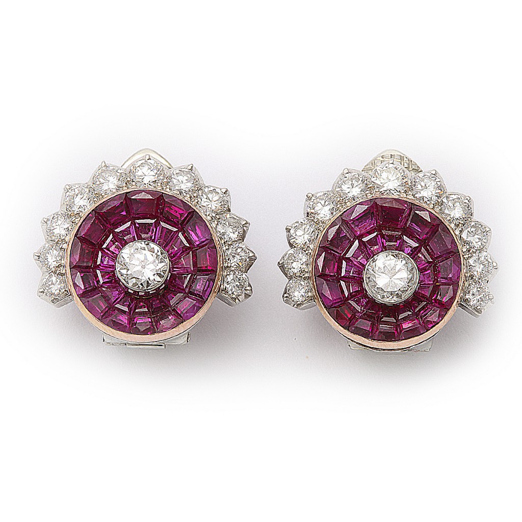 Cartier Ruby and Diamond Ear Clips Cartier Ruby and Diamond Ear Clips