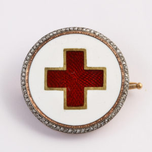 main view, Enamel and diamond Red Cross brooch by Faberge