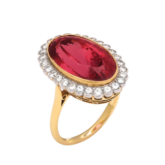 additional view, 1960s Red Topaz and Diamond Cluster Ring