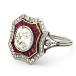 other view, Vintage Ruby and Diamond Cluster Ring