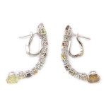 English contemporary multi-colored diamond earrings, side