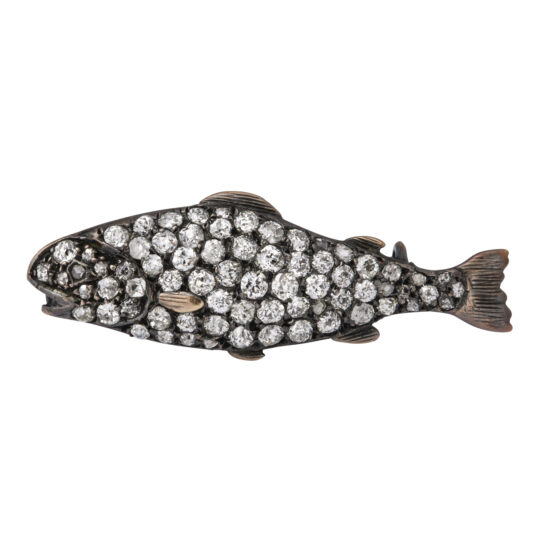 main view, Victorian Diamond Fish Brooch