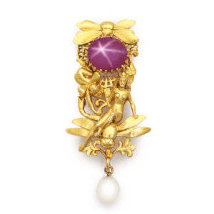 main view, Gold Midsummer Night's Dream Tiffany Brooch with Star Ruby