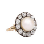 main view, Natural Pearl and Diamond Cluster Ring