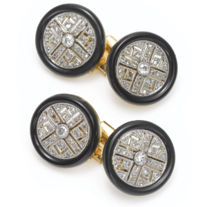 Enamel, Diamond, and Gold 1920s Cufflinks