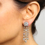Model wearing Diamond Festoon Pendant Earrings