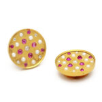 main view of Antique Russian Pearl, Ruby, and Diamond Cufflinks
