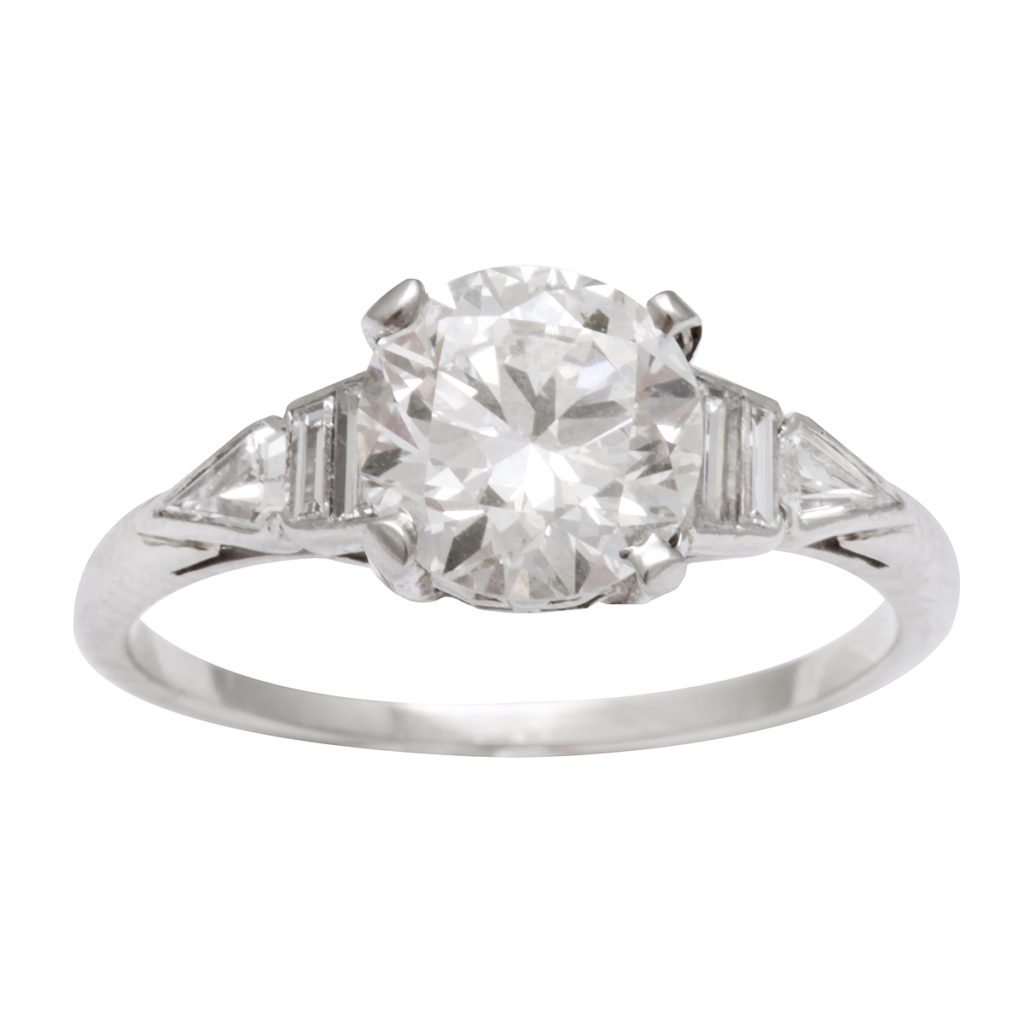 main view, Antique Diamond Engagement Ring