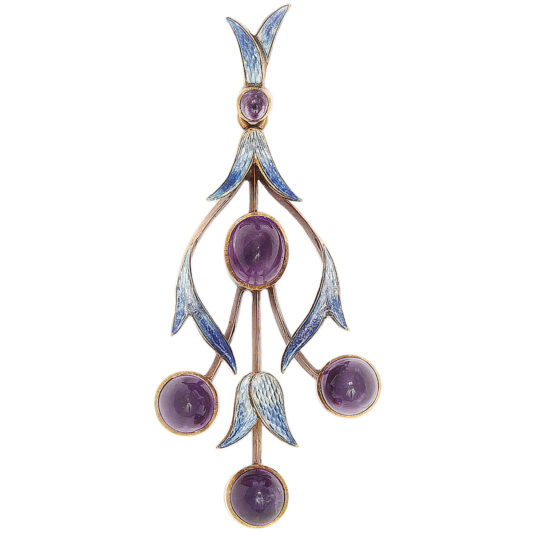 main view, Mrs. Newman Enamel and Amethyst Floral Pendant