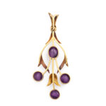 back view, Mrs. Newman Enamel and Amethyst Floral Pendant