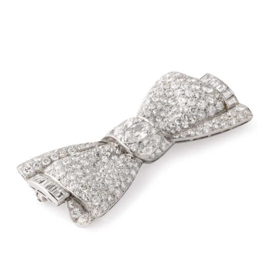 other view, Pavé Diamond Bow Brooch