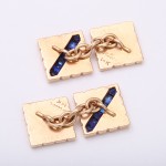 Cartier, New York, Gold-Ribbed Cufflinks set with Calibre Sapphires, back