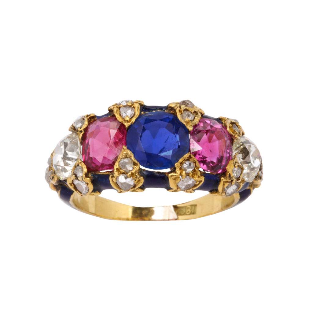 main view, Victorian Jeweled and Enamel Ring