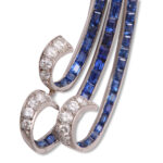 other detail view, Paul Flato Sapphire and Diamond Waterfall Brooch 