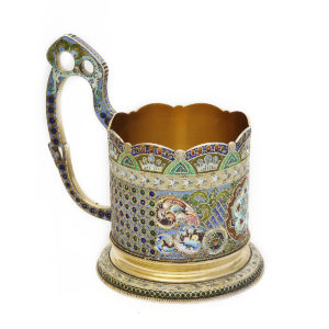 Antique Russian Enamel Tea Glass Holder